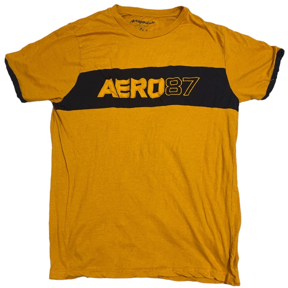 Aeropostale orangish yellow and navy blue shirt